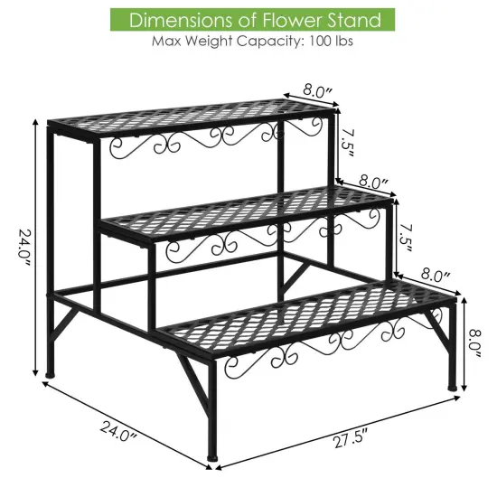 3 Tiers Metal Decorative Plant Stand {5}