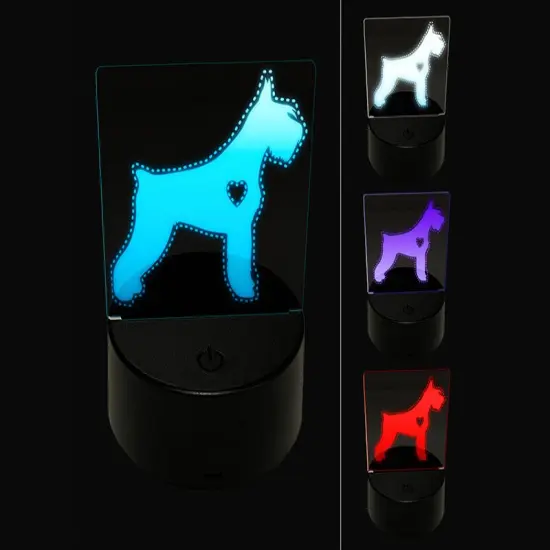 Giant Schnauzer Dog with Heart 3D Illusion LED Night Light Sign Nightstand Desk Lamp {1}