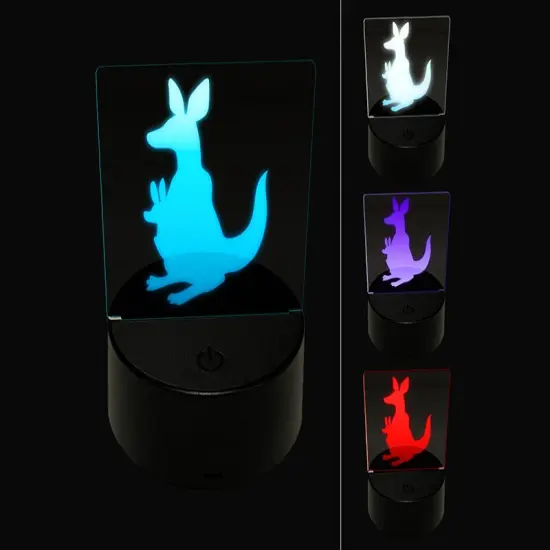 Kangaroo Mother with Baby Joey Silhouette 3D Illusion LED Night Light Sign Nightstand Desk Lamp {1}