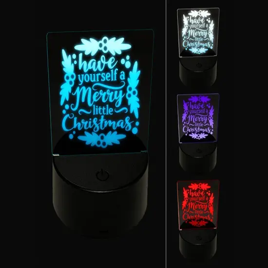 Have Yourself a Merry Little Christmas 3D Illusion LED Night Light Sign Nightstand Desk Lamp {1}