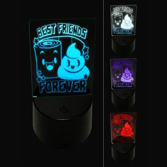 Toilet Paper and Poop Best Friends Forever Friendship Love 3D Illusion LED Night Light Sign Nightstand Desk Lamp {1}