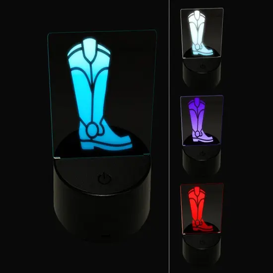 Cowboy Boot Western 3D Illusion LED Night Light Sign Nightstand Desk Lamp {1}
