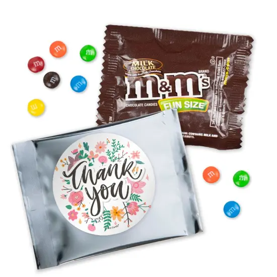 12 Pcs Floral Thank You Candy M&M's Party Favor Packs - Milk Chocolate {1}