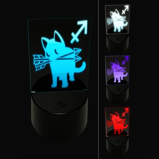 Astrological Cat Sagittarius Horoscope Zodiac Sign 3D Illusion LED Night Light Sign Nightstand Desk Lamp {1}