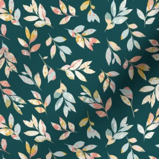 Various Fabrics by the Yard or Fat Quarter Abstract Botanical Blue Pink Yellow Small Scale Leaves Custom Printed Fabric by Spoonflower {7}