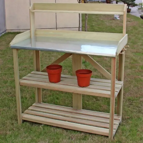 Garden Wooden Plant Bench Work Station {2}