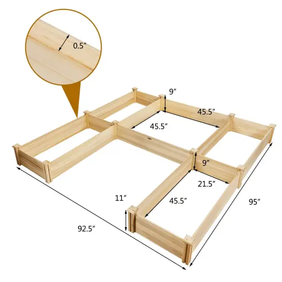 U-Shaped Wooden Garden Raised Bed for Backyard and Patio {3}