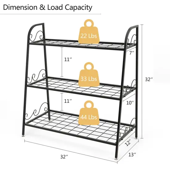 3-tier Metal Plant Stand Shelf Display Rack for Plants Shoes Flower Pot {3}