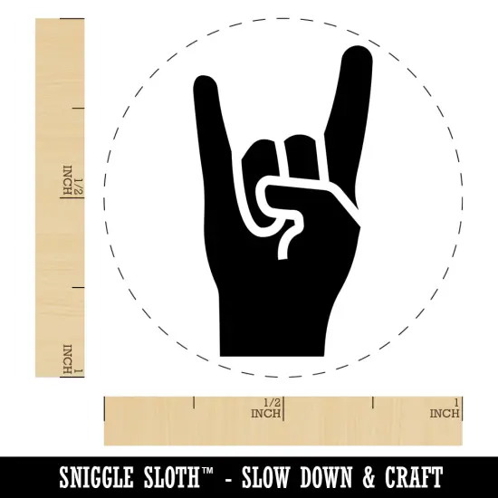 Sign of the Horns Rock and Roll Hand Gesture Self-Inking Rubber Stamp for Stamping Crafting Planners Yellow {1}