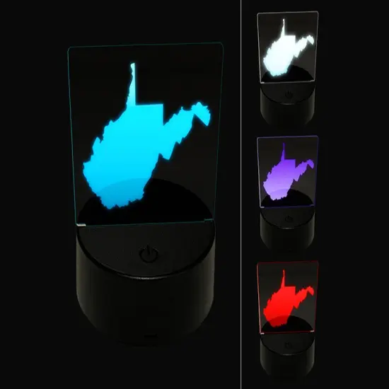 West Virginia State Silhouette 3D Illusion LED Night Light Sign Nightstand Desk Lamp {1}