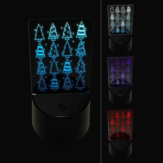 Christmas Trees Galore Pattern 3D Illusion LED Night Light Sign Nightstand Desk Lamp {1}