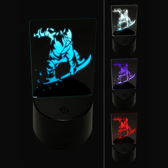 Snowboarder Jumping Flying Through Air 3D Illusion LED Night Light Sign Nightstand Desk Lamp {1}