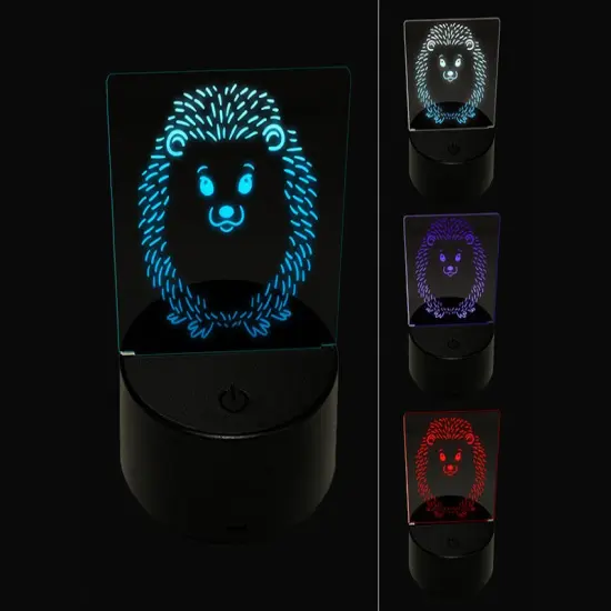 Sweet Hedgehog Front 3D Illusion LED Night Light Sign Nightstand Desk Lamp {1}