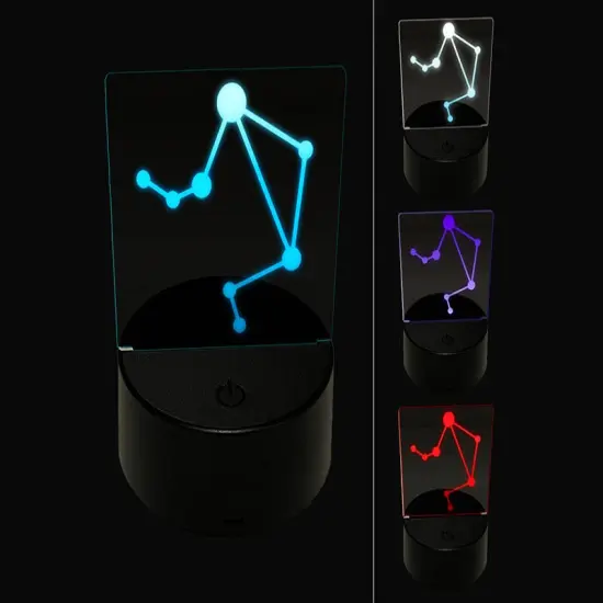 Libra Zodiac Star Constellations 3D Illusion LED Night Light Sign Nightstand Desk Lamp {1}