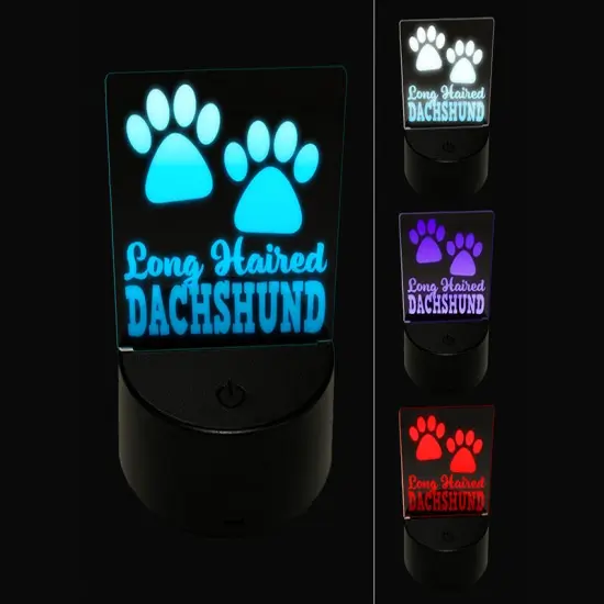 Long Haired Dachshund Dog Paw Prints Fun Text 3D Illusion LED Night Light Sign Nightstand Desk Lamp {1}