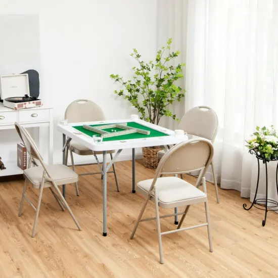 4-Player Mahjong Game Table with Iron Frame {4}
