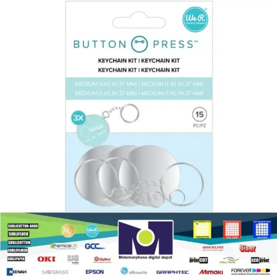 We R Memory Keepers Button Press Backer Key-chain-Kit Makes 3 (15 pieces) 661074 by American Crafts {1}