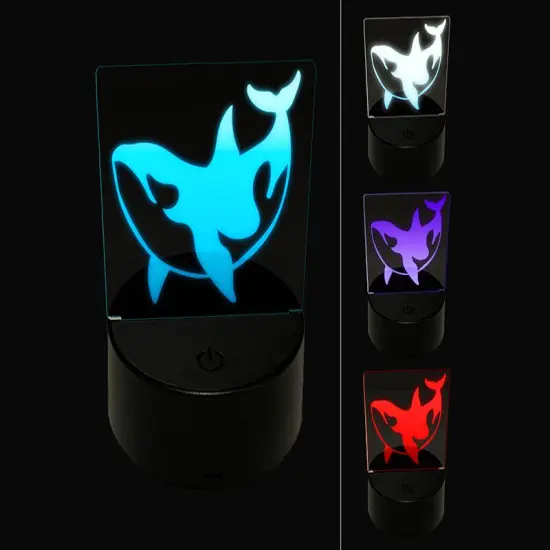 Orca Killer Whale Swimming 3D Illusion LED Night Light Sign Nightstand Desk Lamp {1}