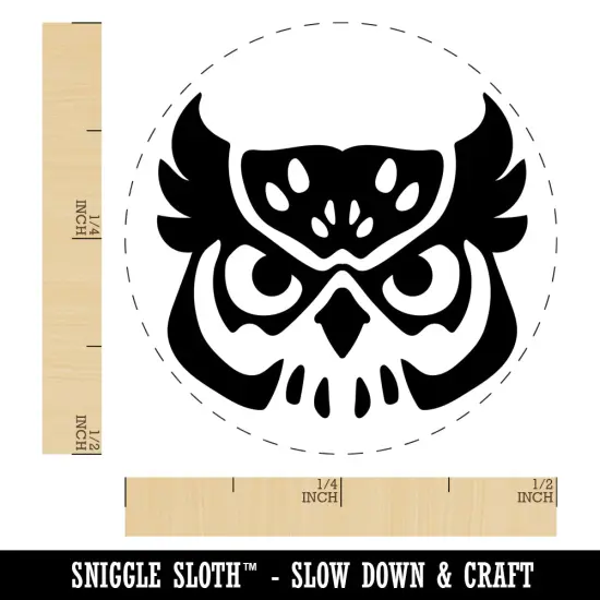 Great Horned Owl Head Self-Inking Rubber Stamp for Stamping Crafting Planners Pink {1}
