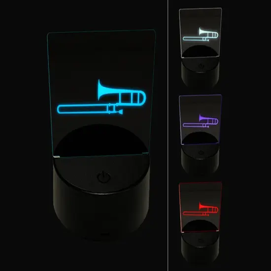 Trombone Music Instrument Silhouette 3D Illusion LED Night Light Sign Nightstand Desk Lamp {1}