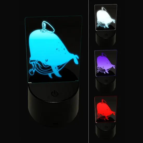 Captain Whale of the Salty Sea 3D Illusion LED Night Light Sign Nightstand Desk Lamp {1}