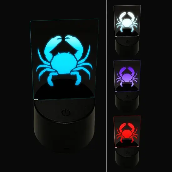 Crab Beach Ocean 3D Illusion LED Night Light Sign Nightstand Desk Lamp {1}