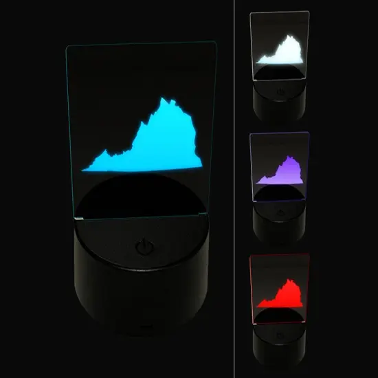 Virginia State Silhouette 3D Illusion LED Night Light Sign Nightstand Desk Lamp {1}