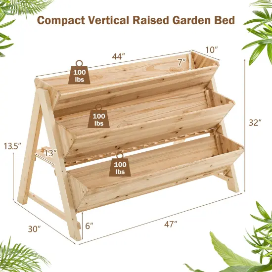 3 Tier Wooden Vertical Raised Garden Bed with Storage Shelf {2}