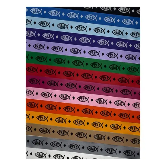 Pray Ichthys Fish Christian Sketch Satin Ribbon for Bows Gift Wrapping DIY Craft Projects - 1" - 3 Yards Latte Ribbon {1}
