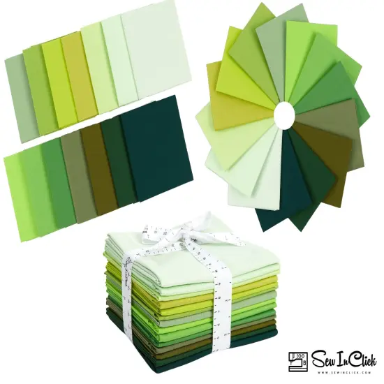 Fat Quarter Bundle -100% Cotton | Pure Solids | Shades of Emerald Greens l Mix Colors | Quilting & Crafting Soft Fabric |Special Gift Bundle {5}