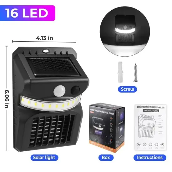 16 LED Solar Mosquito Fly Bug Insect Zapper Killer Trap Lamp Outdoor Wall Light {2}