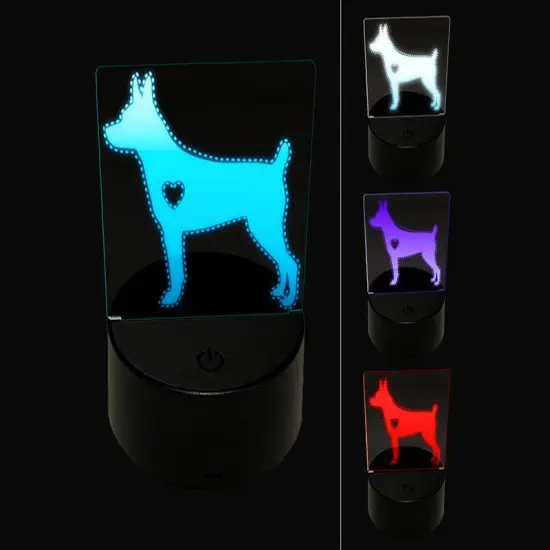Rat Terrier Dog with Heart 3D Illusion LED Night Light Sign Nightstand Desk Lamp {1}