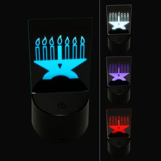 Kwanzaa Kinara with Candles 3D Illusion LED Night Light Sign Nightstand Desk Lamp {1}