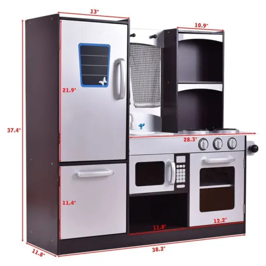 Kids Wooden Modern Kitchen Cooking Pretend Play Set {2}