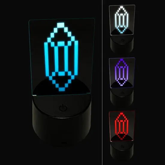 Pixel Gem Diamond Emerald Rupee RPG Game 3D Illusion LED Night Light Sign Nightstand Desk Lamp {1}