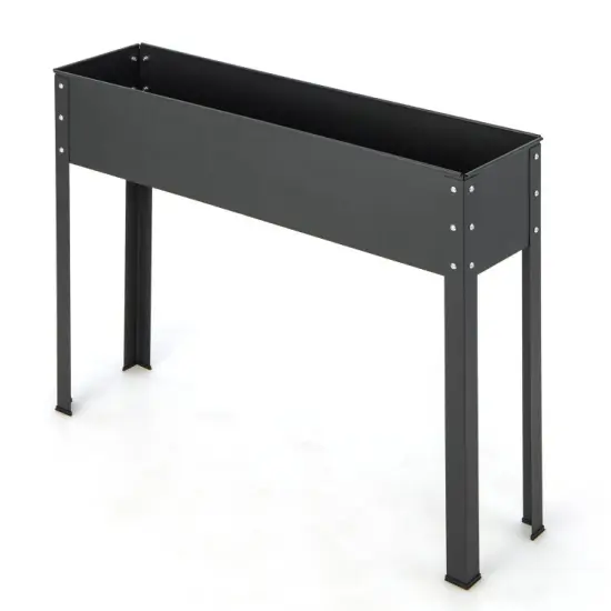 Black Metal Raised Garden Bed with Legs and Drainage Hole Suitable for All Kinds of Plants {4}