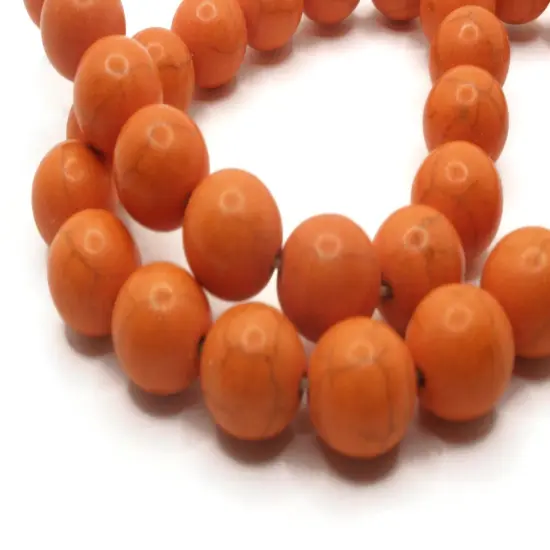 32 12mm Round Dyed Orange Synthetic Turquoise Stone Beads {4}