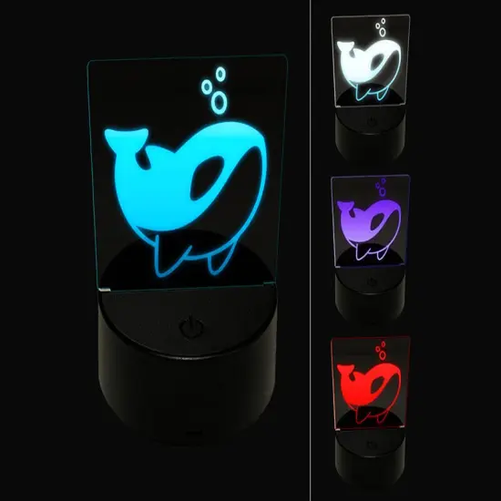 Sweet Kawaii Chibi Killer Whale 3D Illusion LED Night Light Sign Nightstand Desk Lamp {1}