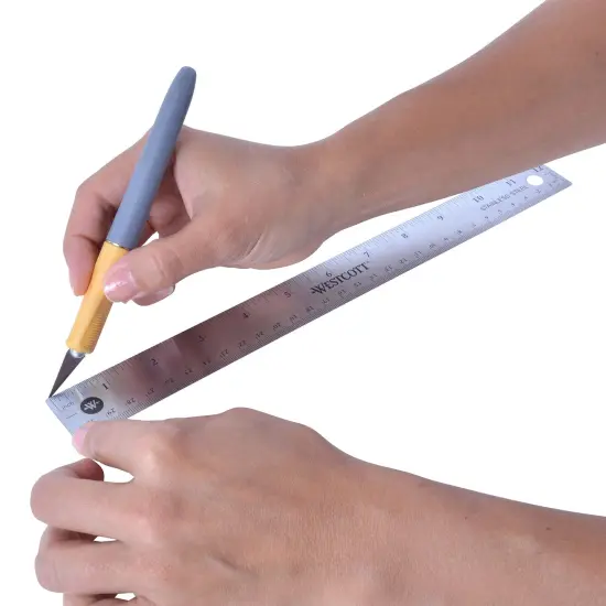 12" Stainless Steel Office Ruler With Non Slip Cork Base, Pack of 3 {2}