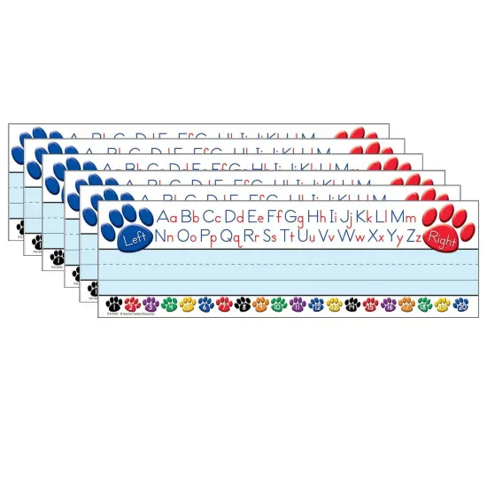 Colorful Paw Prints Left/Right Alphabet Name Plates, 36 Per Pack, 6 Packs {1}