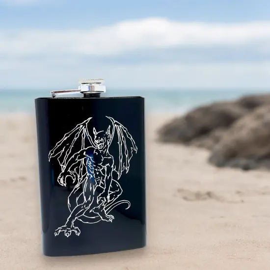 8oz Gargoyle BLACK Flask {6}