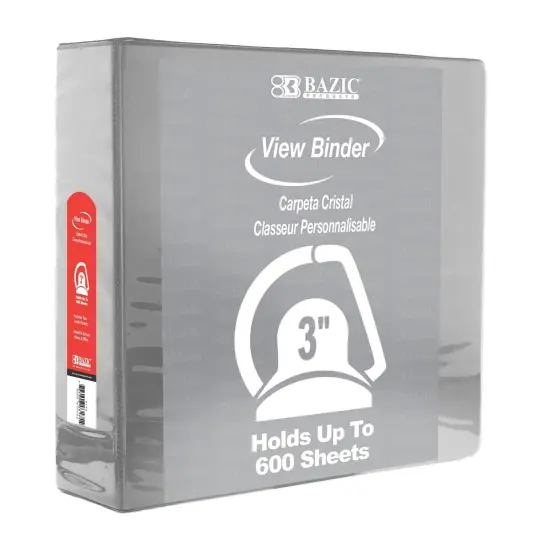 Slant D Ring View Binder with 2 Pockets, 3", Gray, Pack of 3 {2}