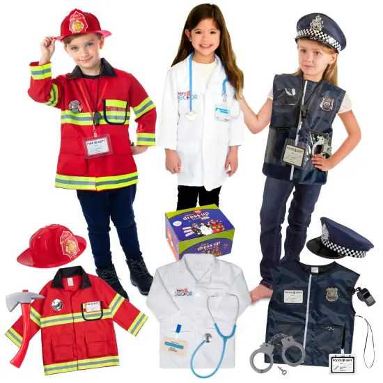Dress Up / Drama Play Hero Trunk Set, Fireman-Police-Doctor {1}