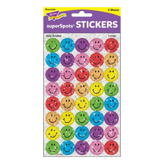 Silly Smiles superSpots&reg; Stickers-Sparkle, 160 Per Pack, 6 Packs {3}