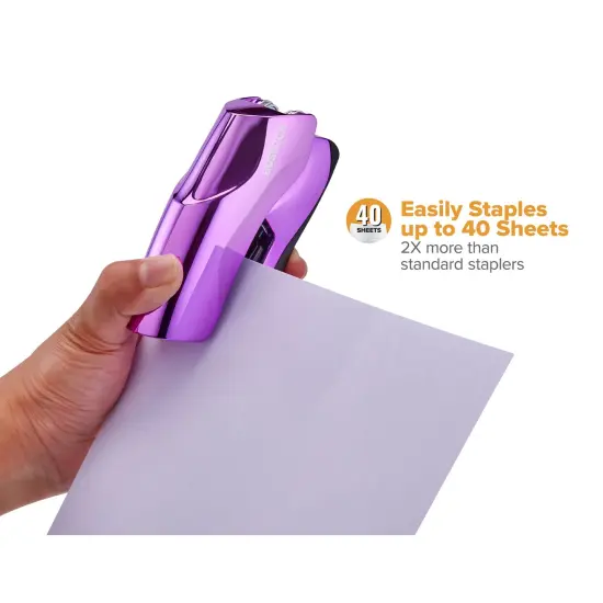 Flat Clinch Stapler, 40 Sheets, Metallic Purple {6}