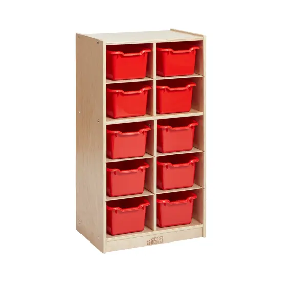10 Cubby Mobile Tray Cabinet with 10 Scoop Front Storage Bins Contemporary {7}