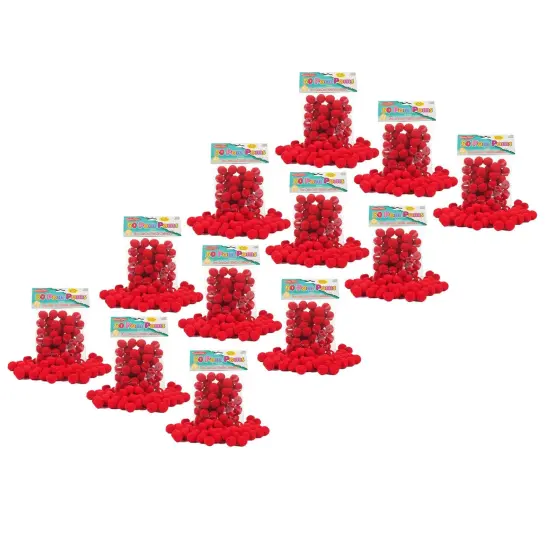 Pom-Poms 1", Red, 50 Per Pack, 12 Packs {1}
