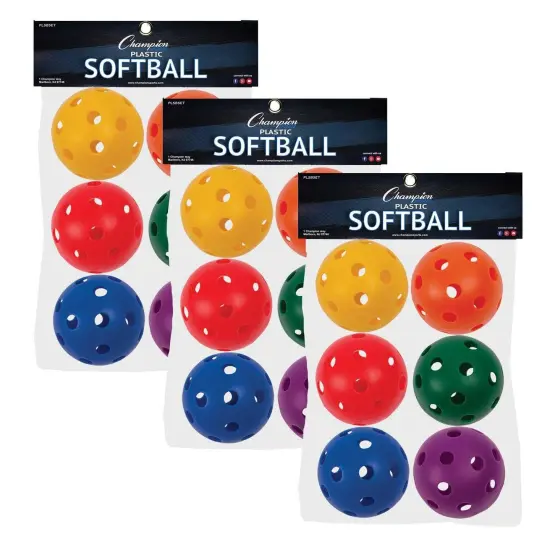 Plastic Softballs, 6 Per Set, 3 Sets {1}