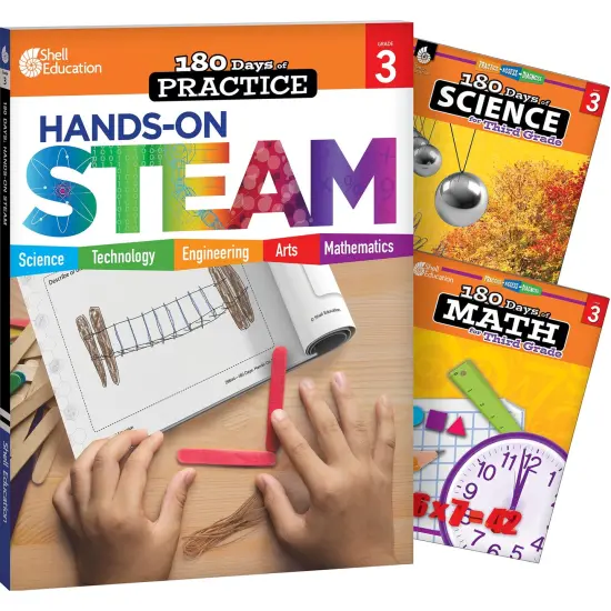 180 Days STEAM, Science, & Math Grade 3: 3-Book Set {1}