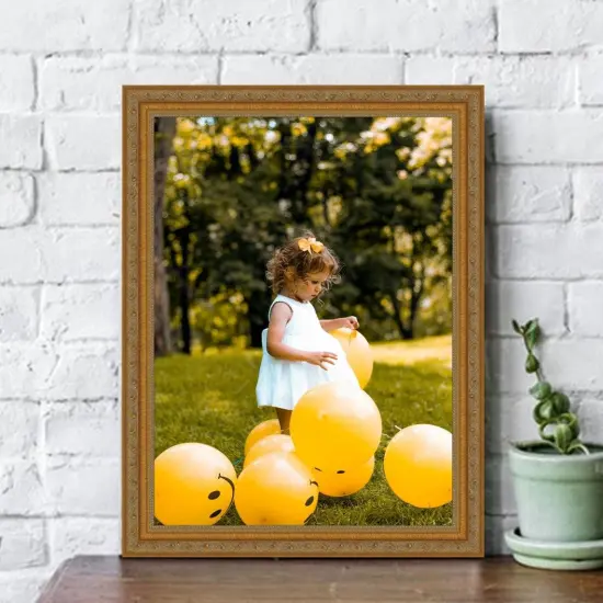 Traditional Antique Gold Picture Frame with Beads {7}